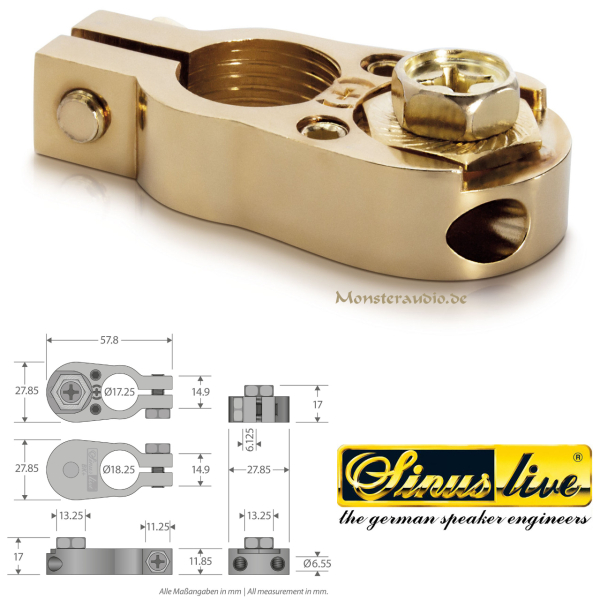 Sinuslive BK1+ Batterieklemme Pluspol KFZ Sinus Live BK1 +