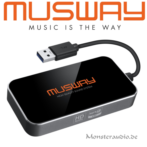 Musway BTA-HD USB Bluetooth Dongle für Verstärker HD Audiostreaming und App-Anbindung für 512K-Modelle