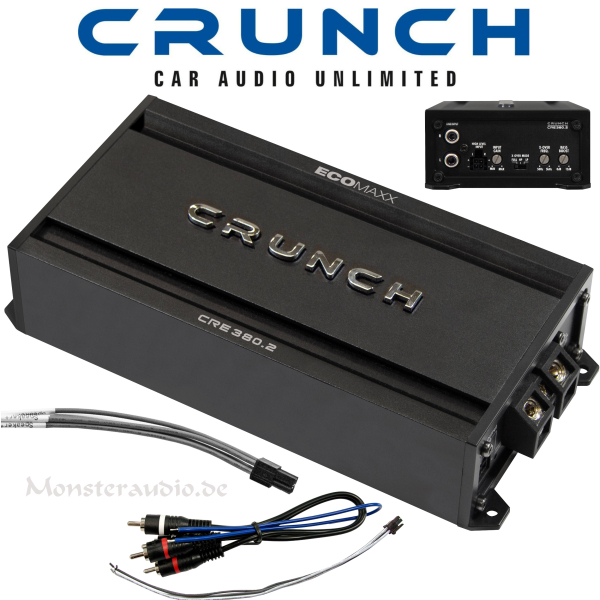 Crunch CRE380.2 digitaler mini 2-Kanal-Verstärker CRE-380.2
