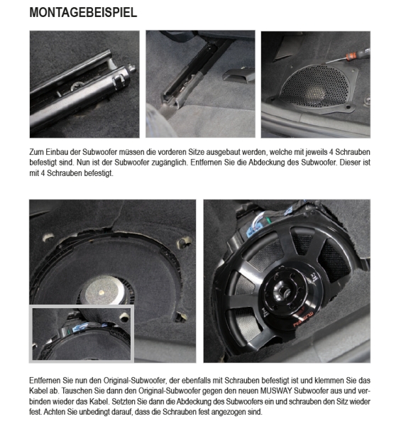Musway 420 Watt 3-Wege-Set Subwoofer Lautsprecher BMW E- und F-Modelle CSB-4.2C + CSB8W