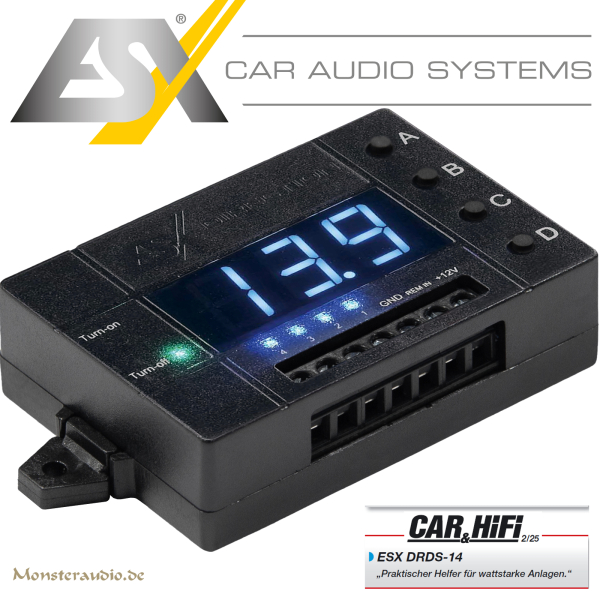 ESX DRDS-14 4-Kanal Remote Delay Switch zeitlich schaltbares Remotesignal – verhindert „Plopp“-Geräusche