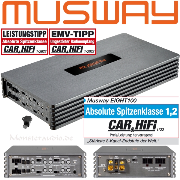 Musway EIGHT100 8-Kanal Verstärker Endstufe EIGHT 100