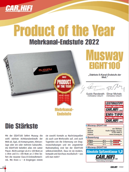Musway EIGHT100 8-Kanal Verstärker Endstufe EIGHT 100