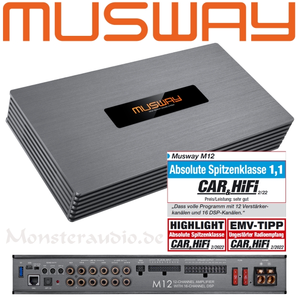 Musway DSP-AMP M12 12-Kanal Verstärker Endstufe mit 16-Kanal DSP