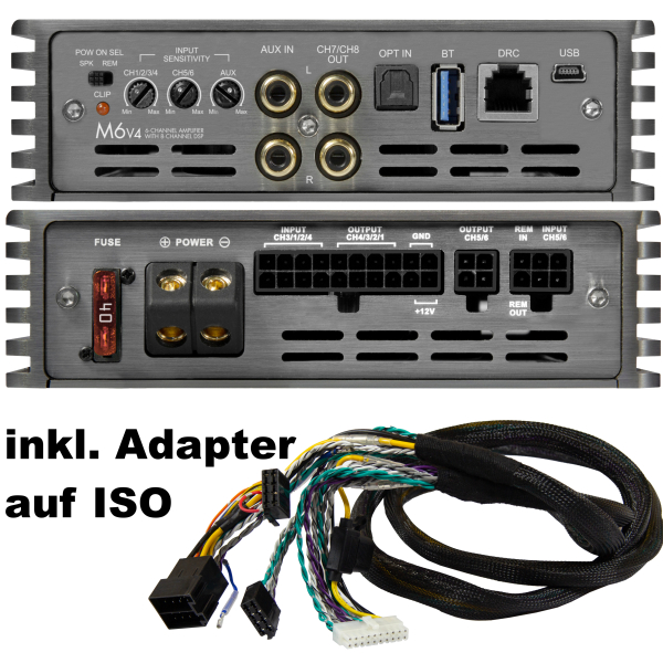 Musway M6v4 MX-Connect 6-Kanal Micro Verstärker Endstufe mit 8-Kanal DSP M6 v4 mit ISO-Adapter
