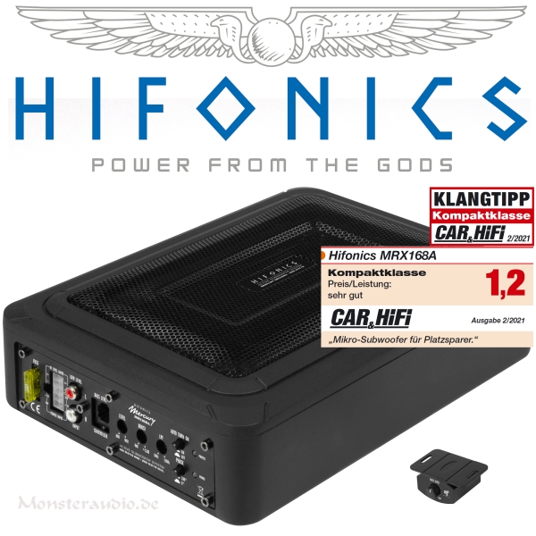 Hifonics MRX168A 20x15cm Aktivsubwoofer Untersitz Sub + Verstärker 200 Watt MRX-168A