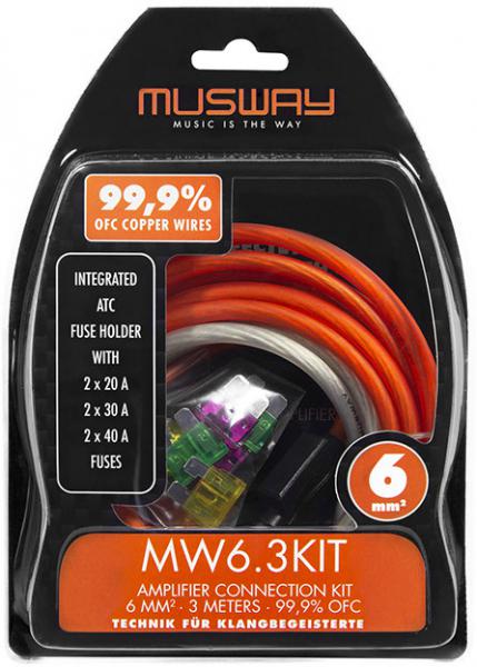 MUSWAY MW6.3KIT 6 mm² OFC Anschlusskit 3m Verstärker Kabelset 6qmm MW-6.3 Kit