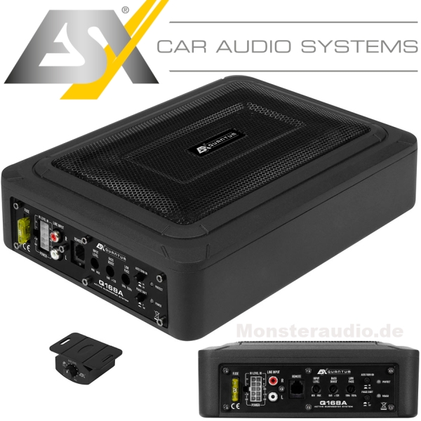 ESX Q168A 20x13cm Aktivsubwoofer Untersitz Sub + Verstärker 200 Watt Q-168A