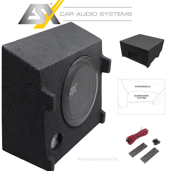 ESX SXT800Q 500 Watt 20cm Subwoofer für VW T5 T6 T6.1 Untersitzsubwoofer Beifahrersitz