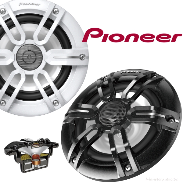 Pioneer TS-ME650FS 16,5cm Decken-Lautsprecher Marine Boxen Boot Bad weiß / schwarz 250 Watt TSME650FS